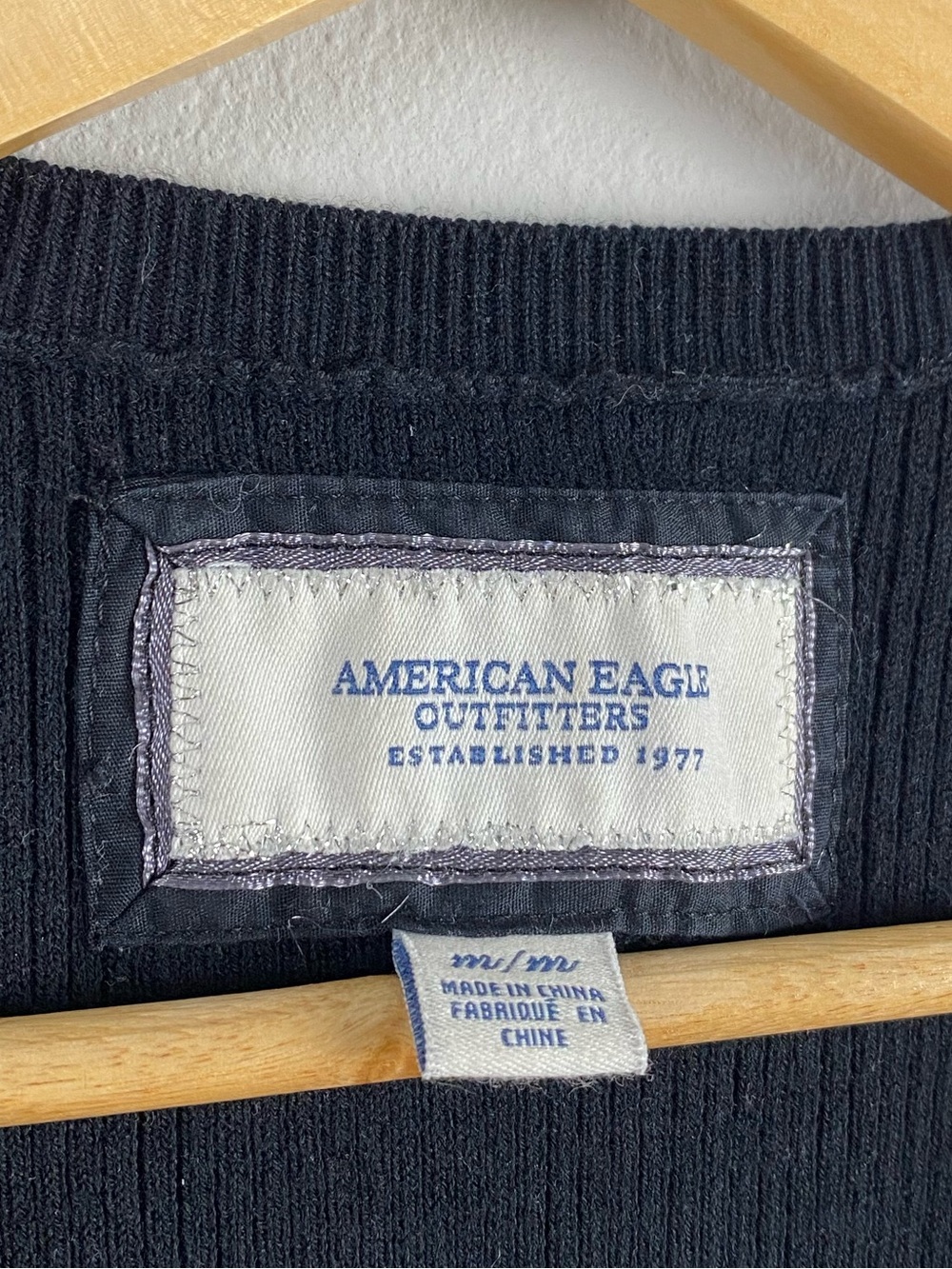 American Eagle Babydoll Henley Sweater Dress | Tie Front, Puff Short Sleeves - Picture 13 of 15